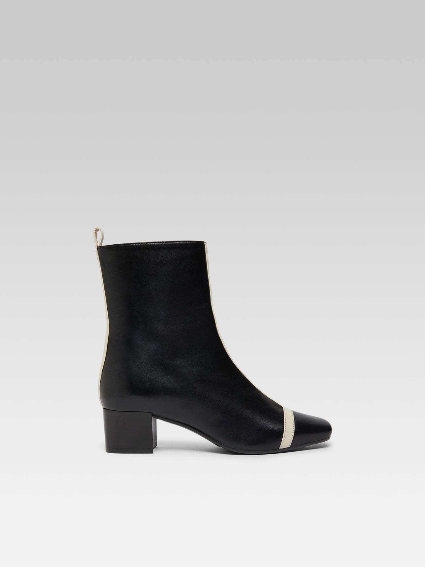 Audrey - Bottines cuir noir et ivoire