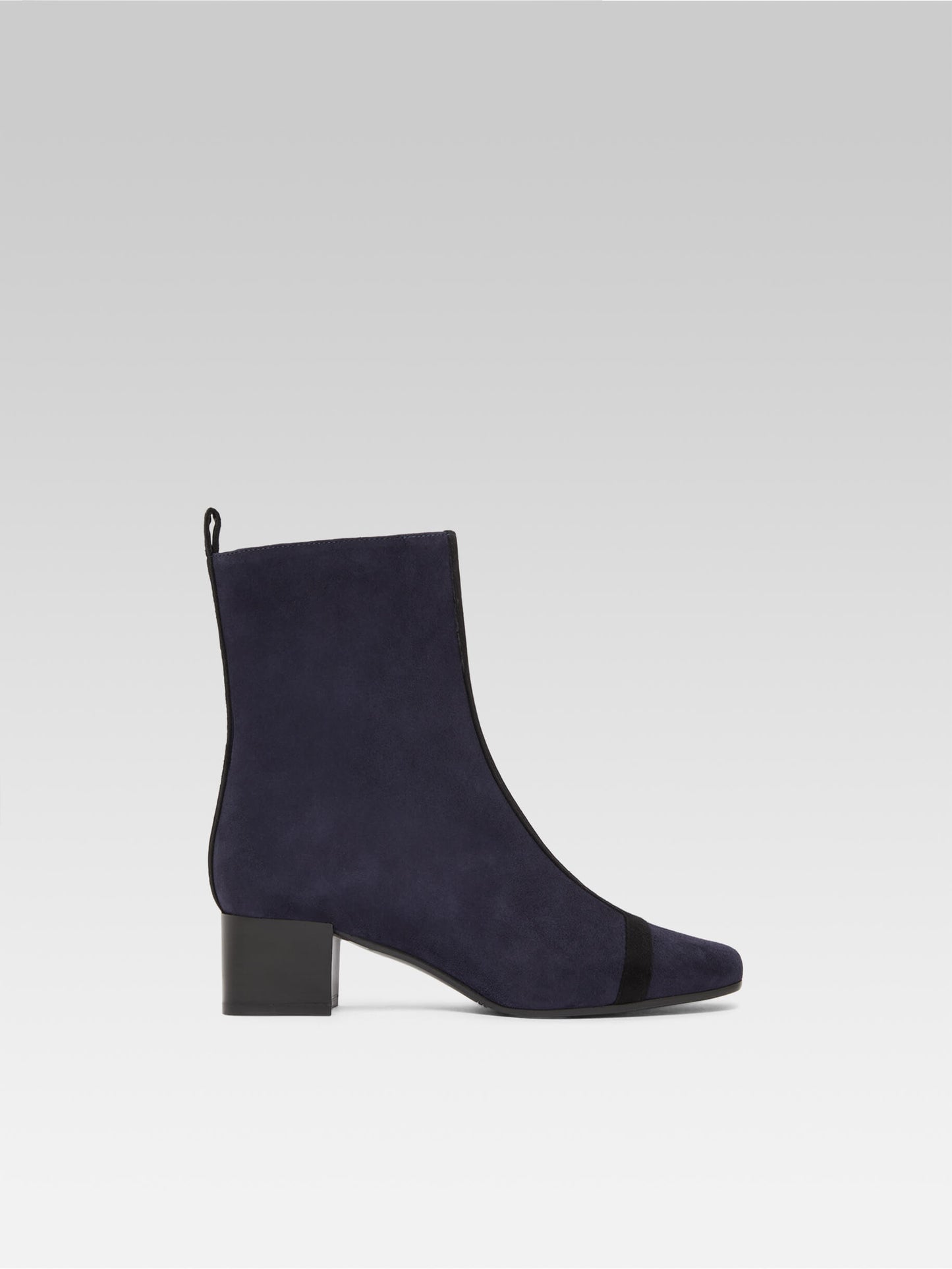 Audrey - Ocean and black suede leather ankle boots