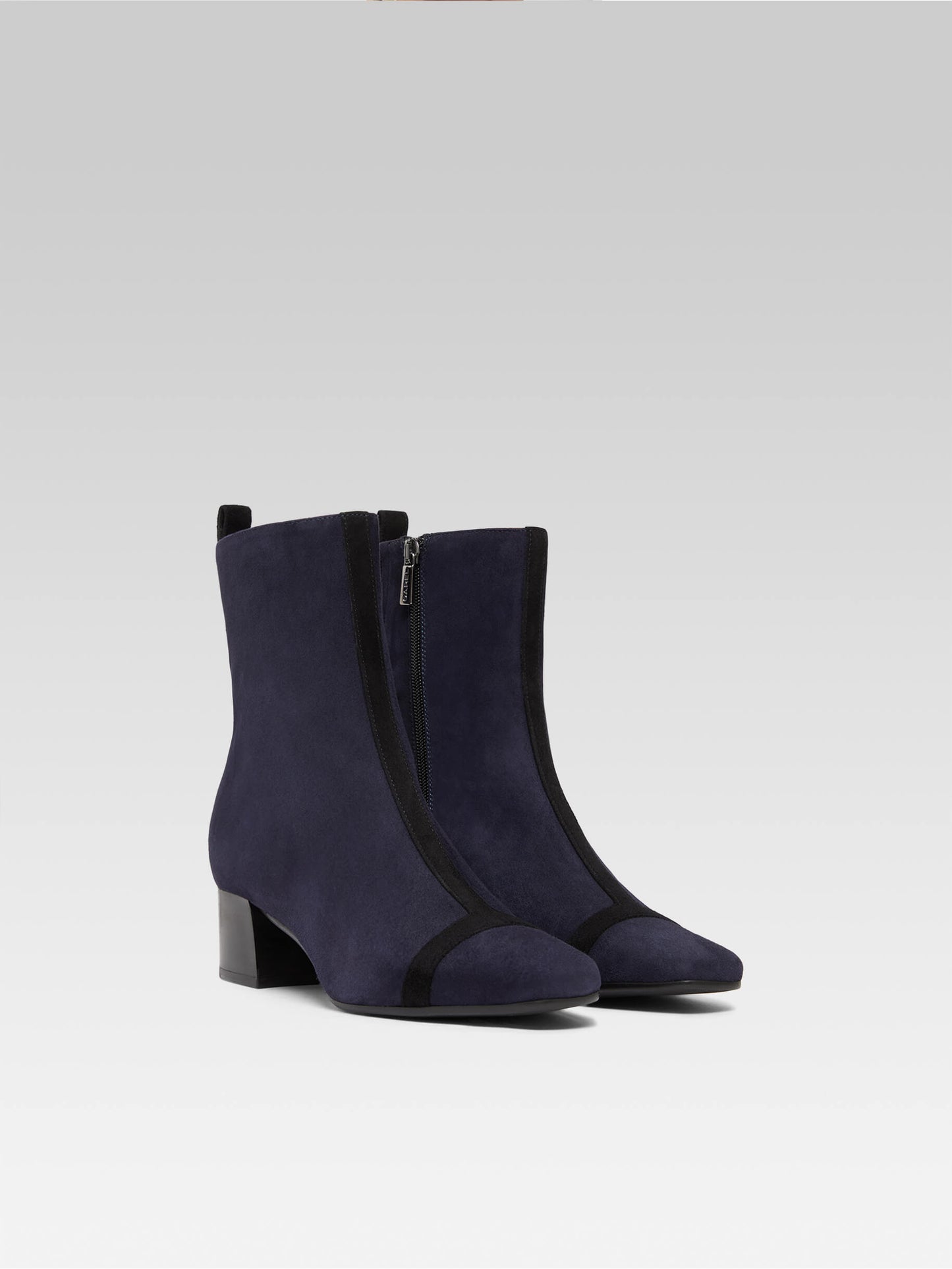 Audrey - Ocean and black suede leather ankle boots