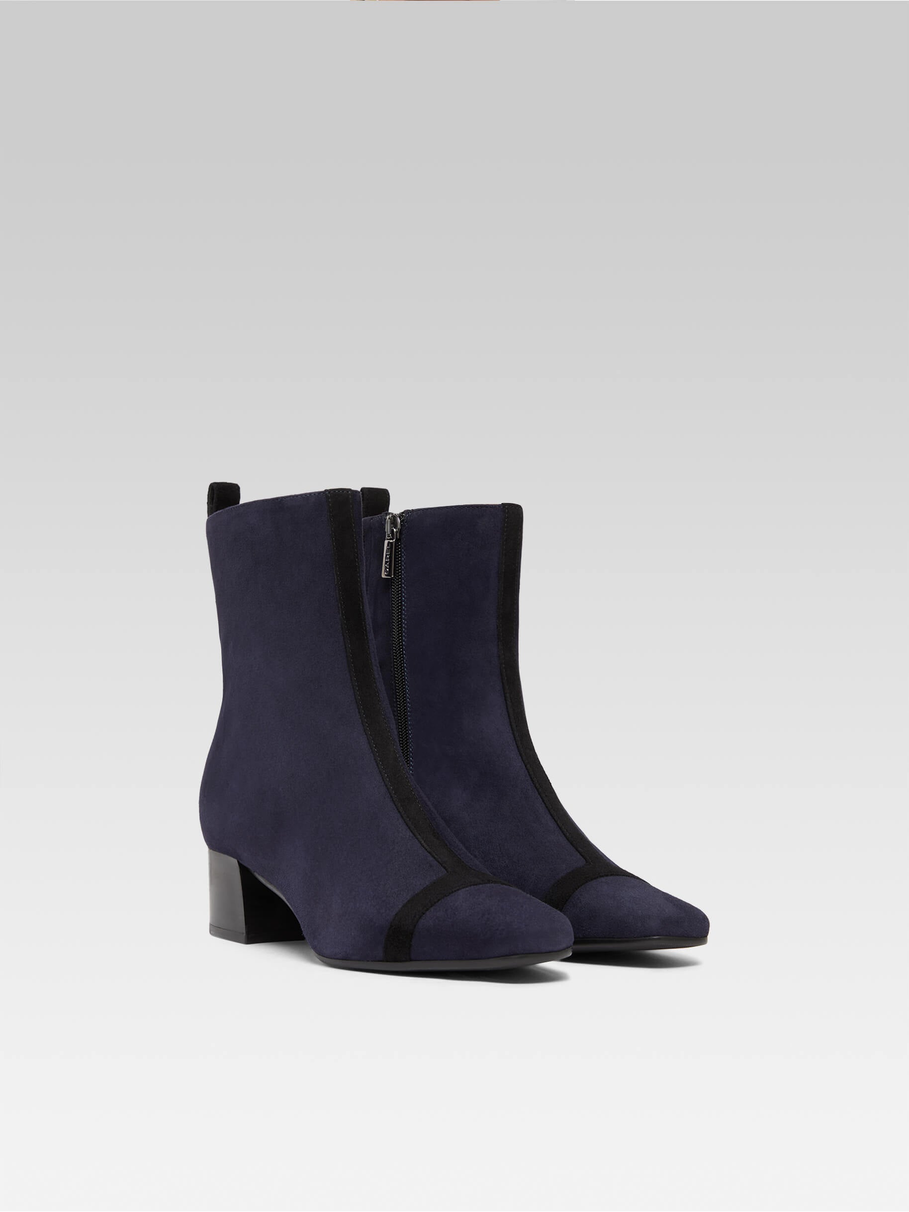 Audrey - Ocean and black suede leather ankle boots - Image number 3