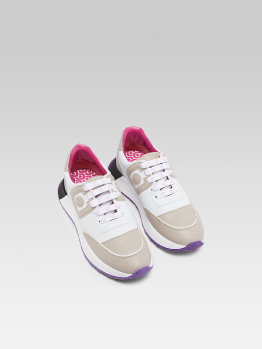 Run - White and beige eco nappa sneakers - Image number 3