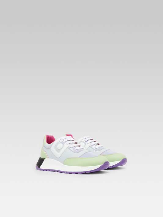 Run - Sneakers eco nappa bleu, lilas et blanc - Image numéro 2