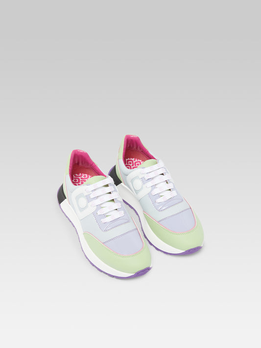 Run - Sneakers eco nappa bleu, lilas et blanc - Image numéro 3