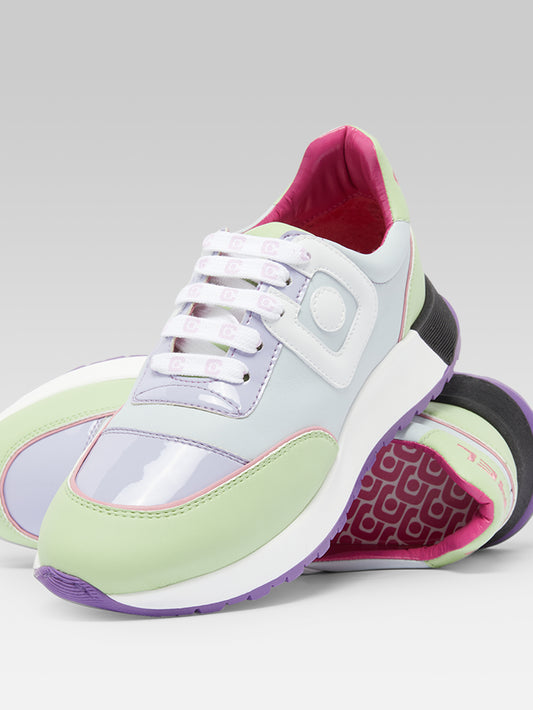 Run - Sneakers eco nappa bleu, lilas et blanc - Image numéro 4