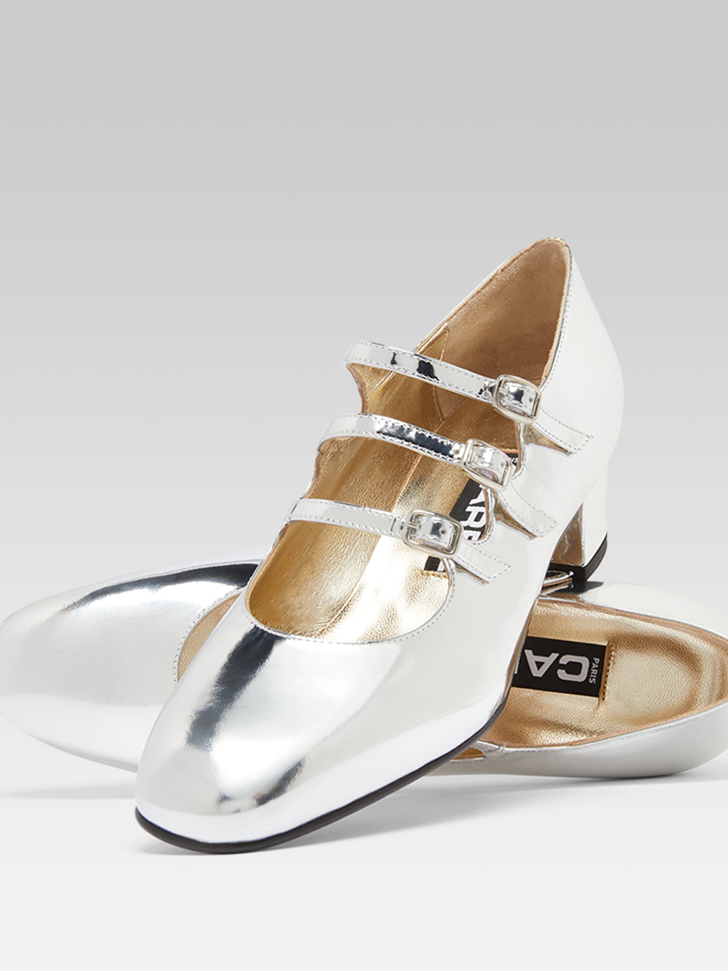 Kina - Mirrored silver leather Mary Janes pumps