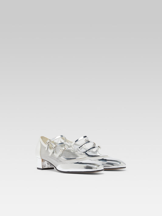 Kinight - Silver patent leather and mesh Mary Janes pumps - Image number 4