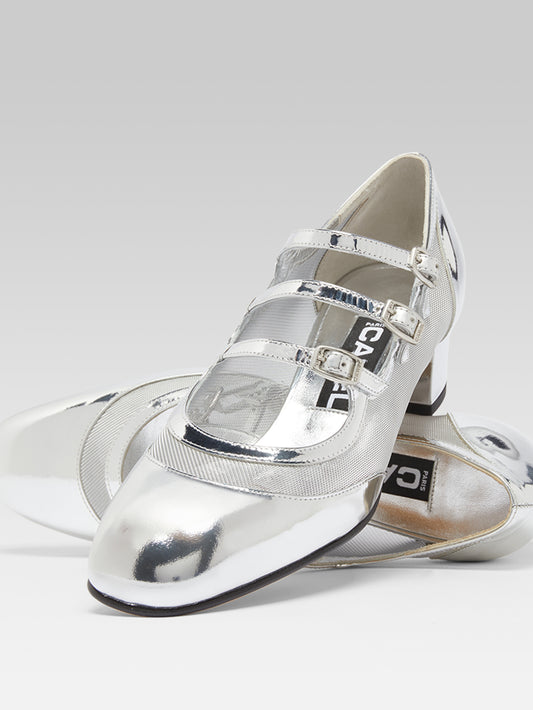 Kinight - Silver patent leather and mesh Mary Janes pumps - Image number 6