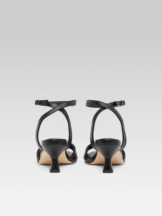 Arielle - Black leather sandals - Image number 4