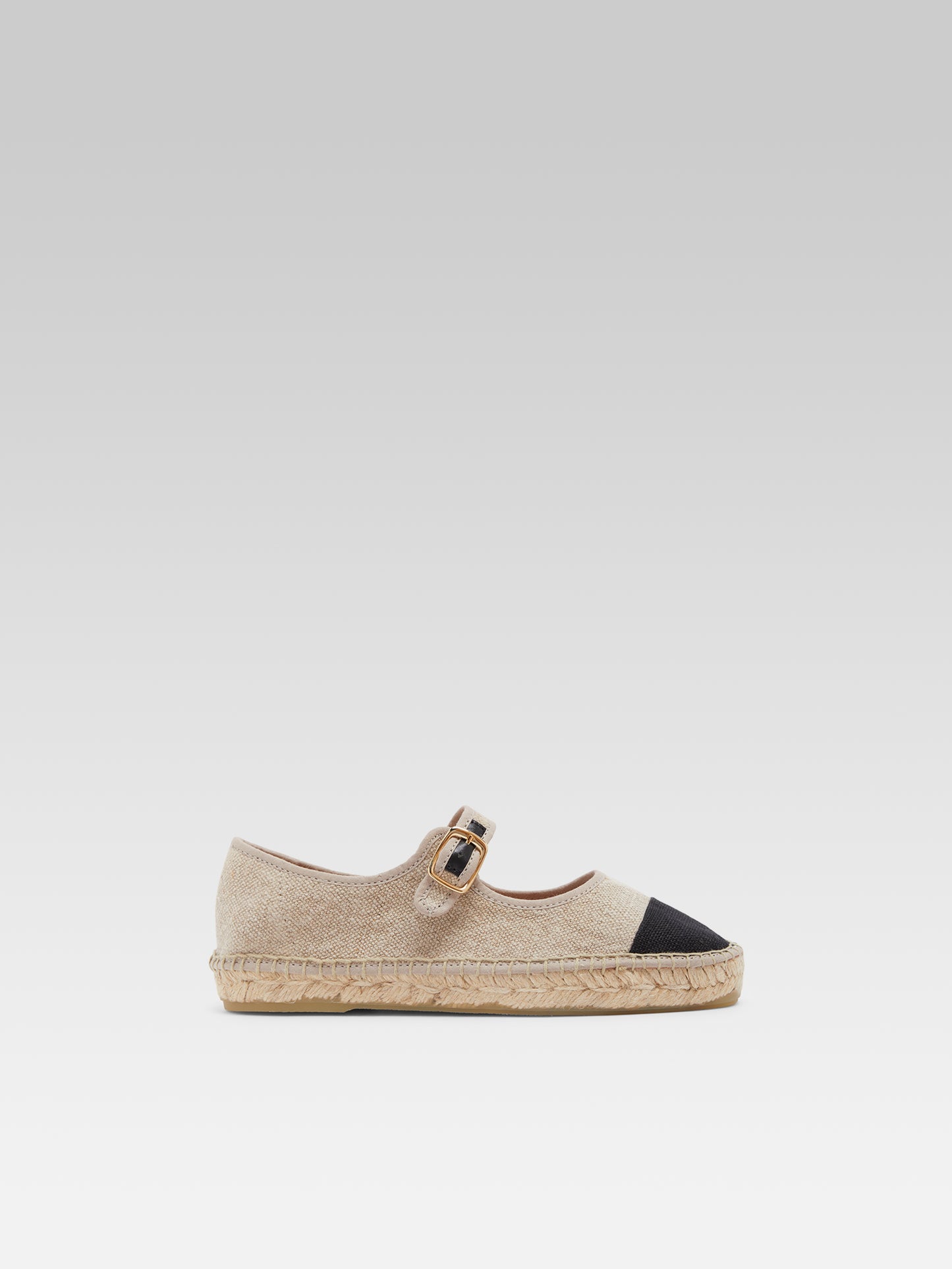 Colza - Espadrilles babies lin naturel et noir