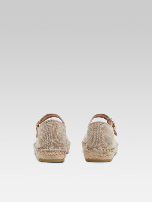 Colza - Espadrilles babies lin naturel et noir - Image numéro 5