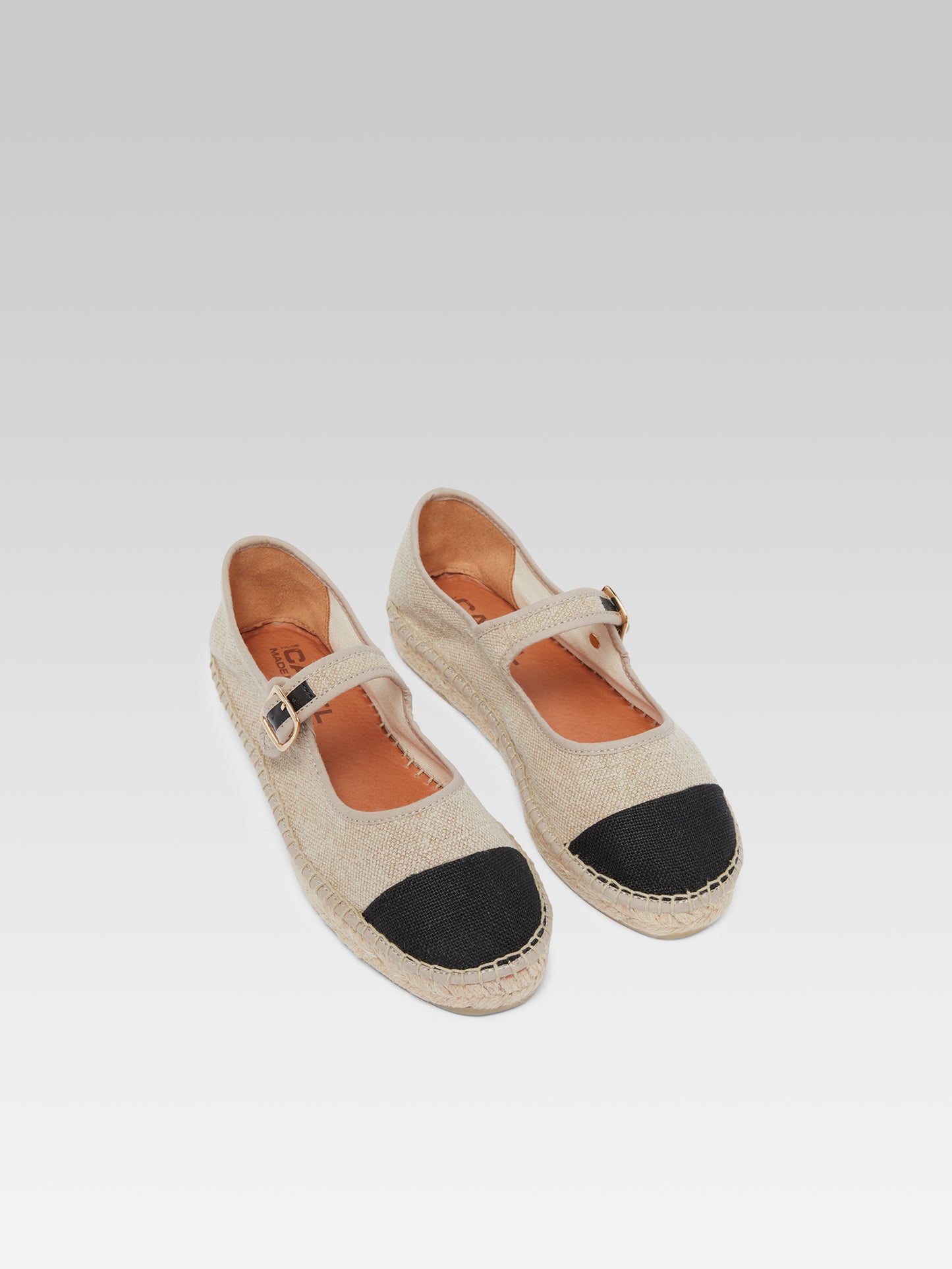 Colza - Espadrilles babies lin naturel et noir