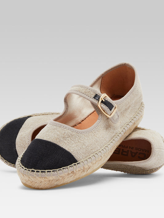 Colza - Espadrilles babies lin naturel et noir - Image numéro 4