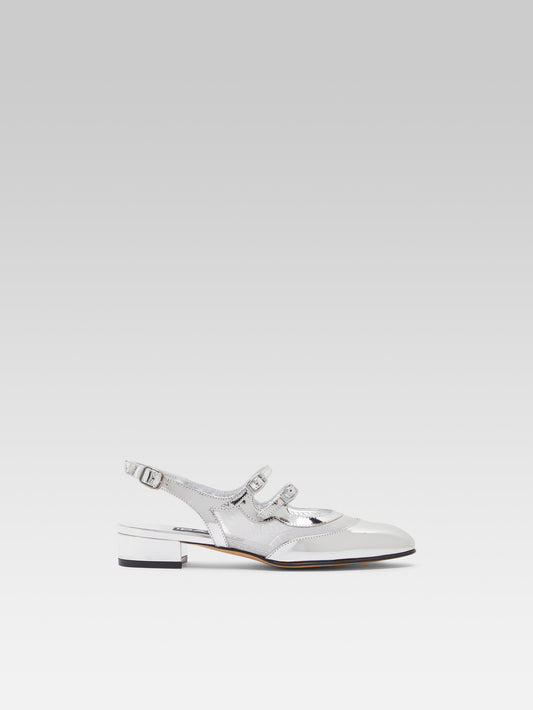 Peche night - Babies slingback cuir verni et résille argent