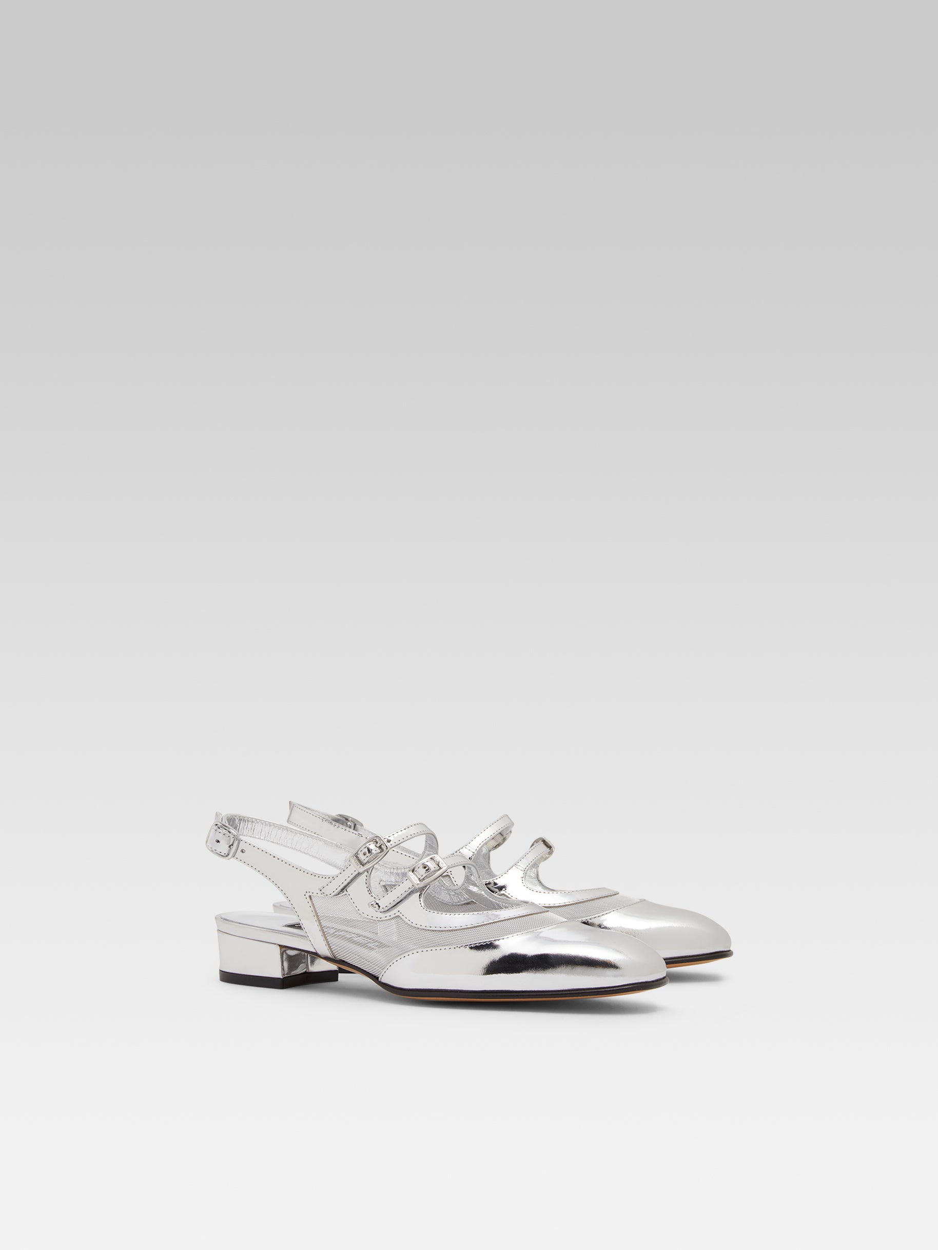 Peche night - Babies slingback cuir verni et résille argent - Image numéro 4