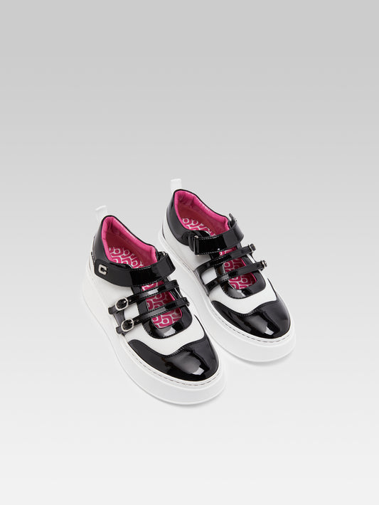 Baskina - Black and ivory patent eco sneakers - Image number 3