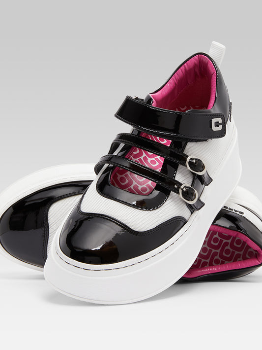 Baskina - Black and ivory patent eco sneakers - Image number 4