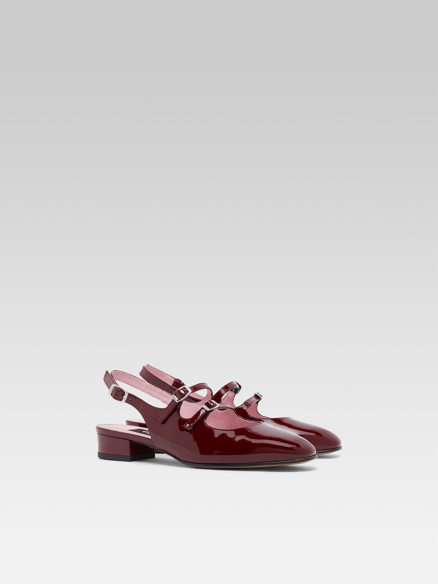 Peche - Burgundy patent leather slingback Mary Janes