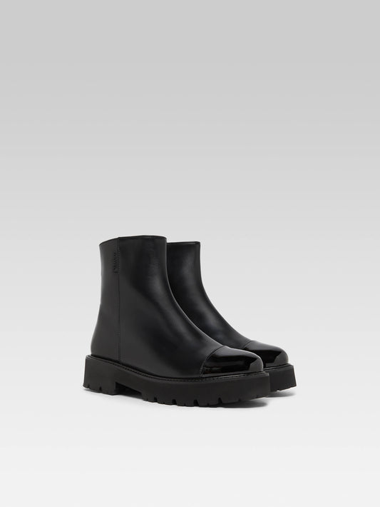 Chouchou - Bottines cuir et cuir verni noir - Image numéro 4