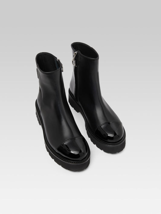 Chouchou - Bottines cuir et cuir verni noir - Image numéro 2