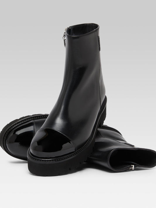 Chouchou - Black leather and patent leather ankle boots - Image number 3