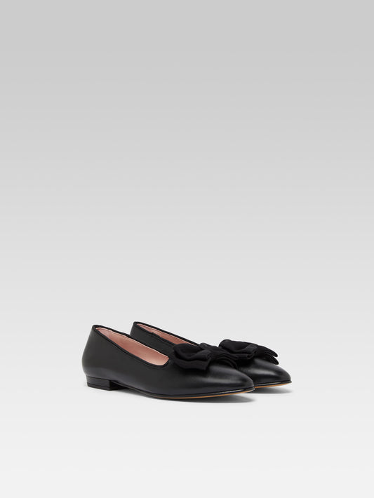 Marquis - Black leather bow ballet flats - Image number 6