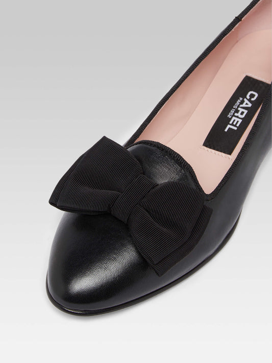 Marquis - Black leather bow ballet flats - Image number 4