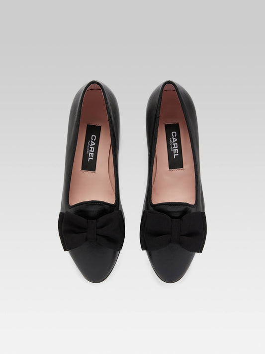 Marquis - Black leather bow ballet flats - Image number 3