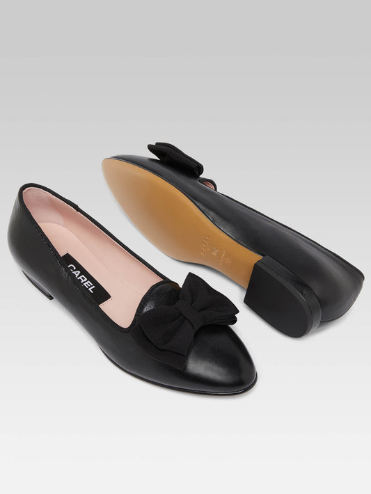 Marquis - Black leather bow ballet flats - Image number 5