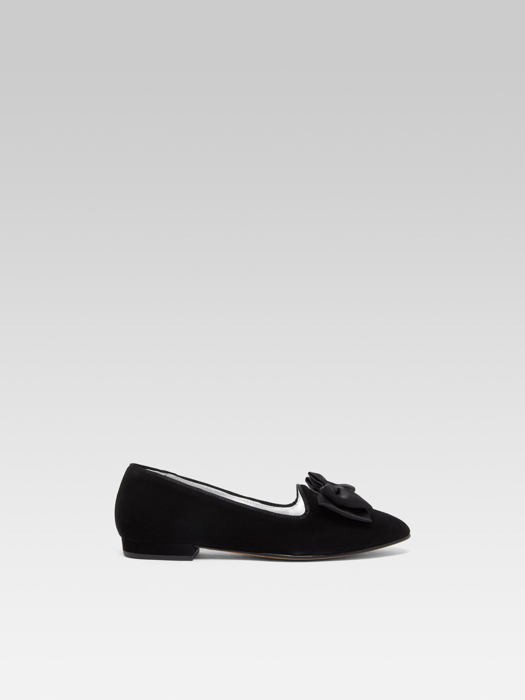 Marquis - Black suede leather bow ballerinas