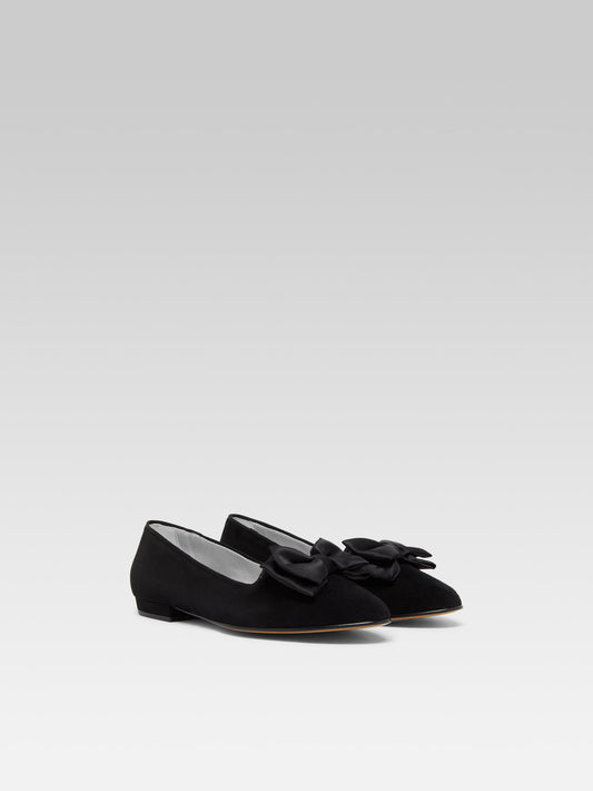 Marquis - Black suede leather bow ballet flats - Image number 5