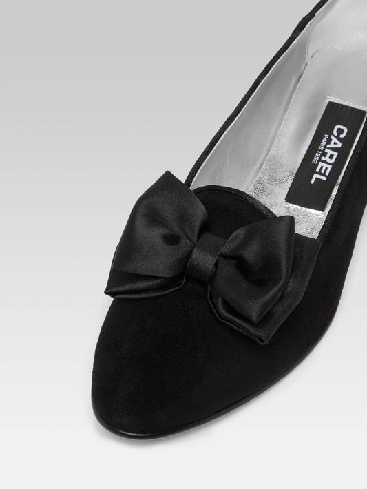 Marquis - Black suede leather bow ballet flats - Image number 2