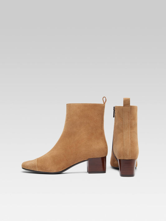 Estime - Bottines cuir velours noisette - Image numéro 3