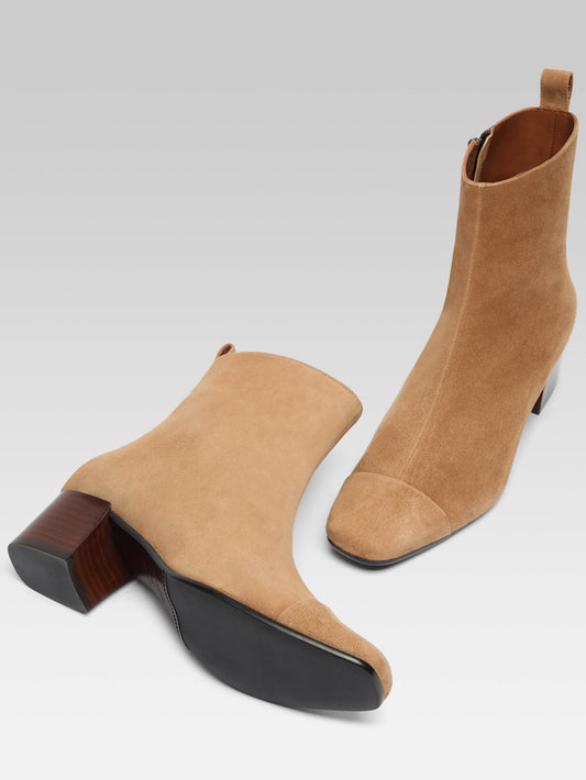 Estime - Bottines cuir velours noisette - Image numéro 5