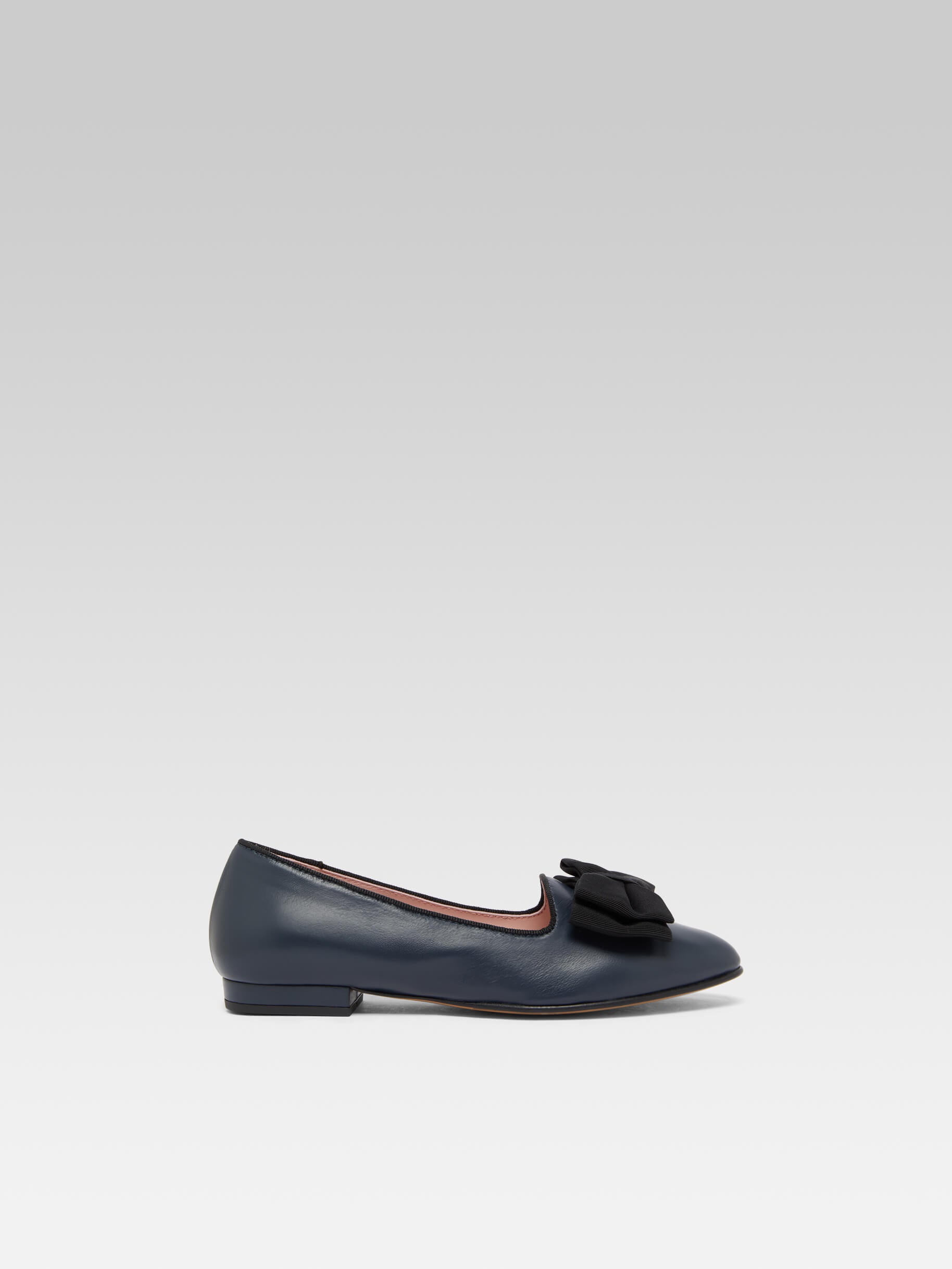 Marquis - Blue navy leather bow ballerinas