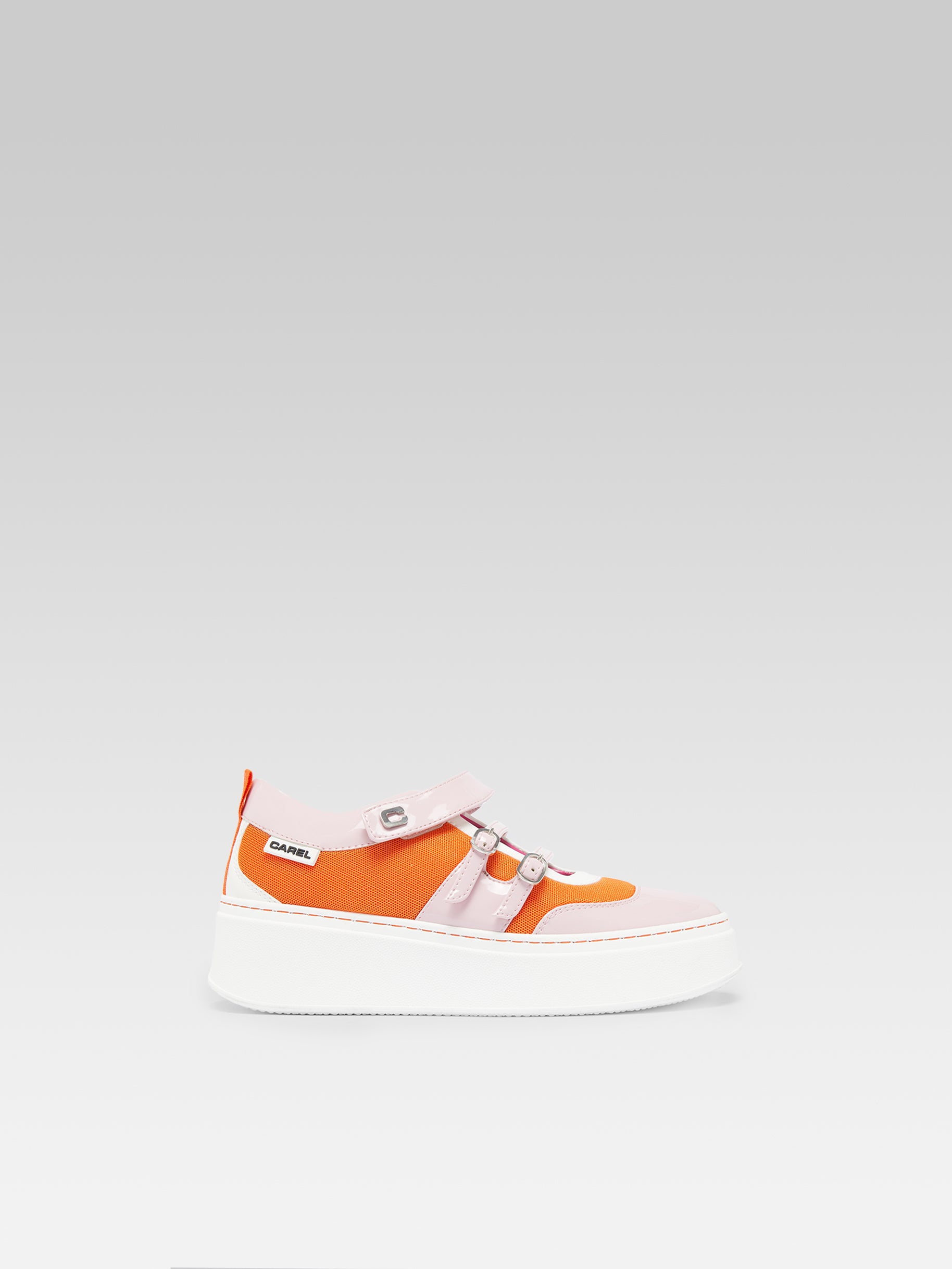 Baskina - Sneakers eco verni rose, orange et ivoire