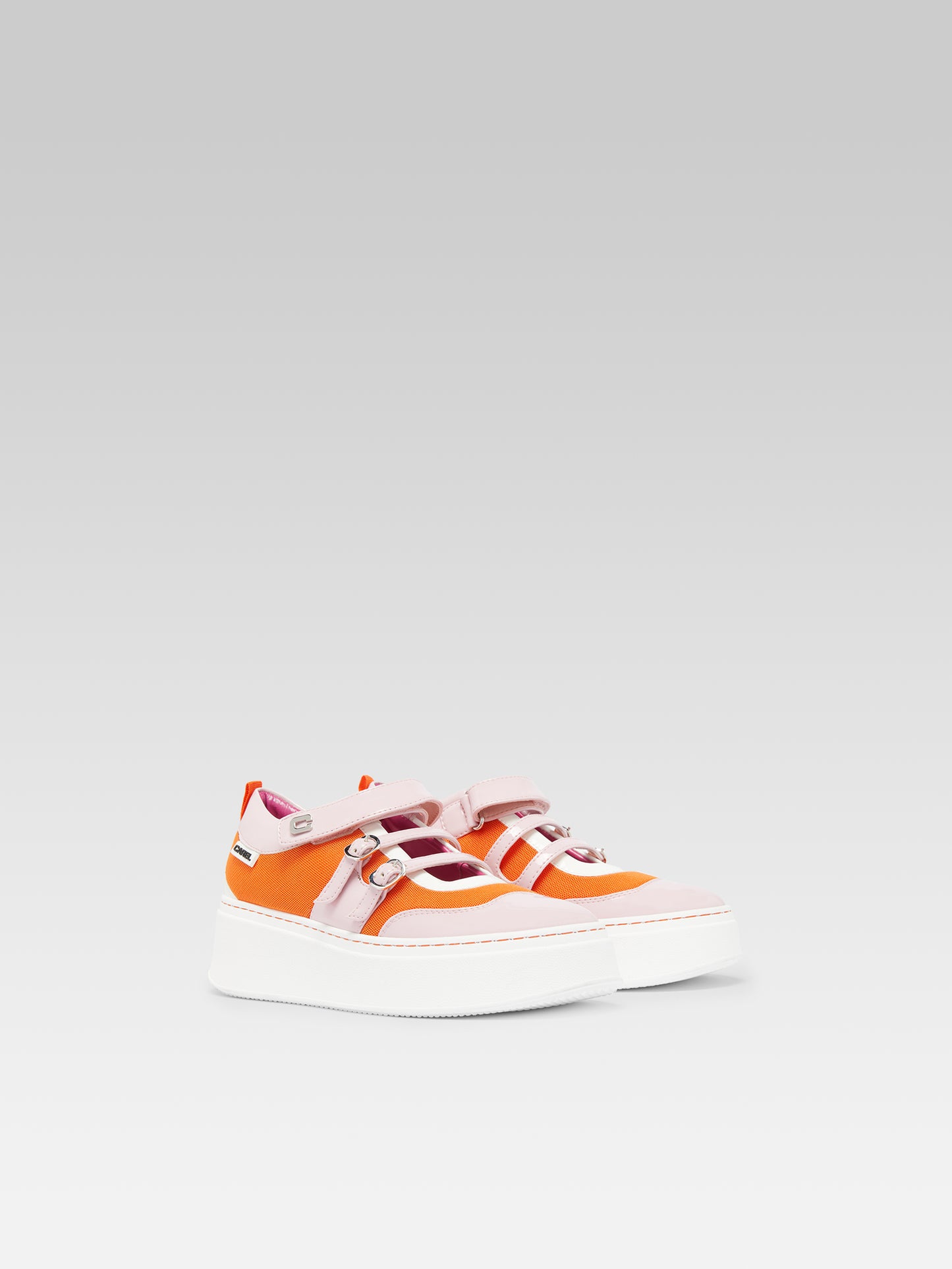 Baskina - Sneakers eco verni rose, orange et ivoire