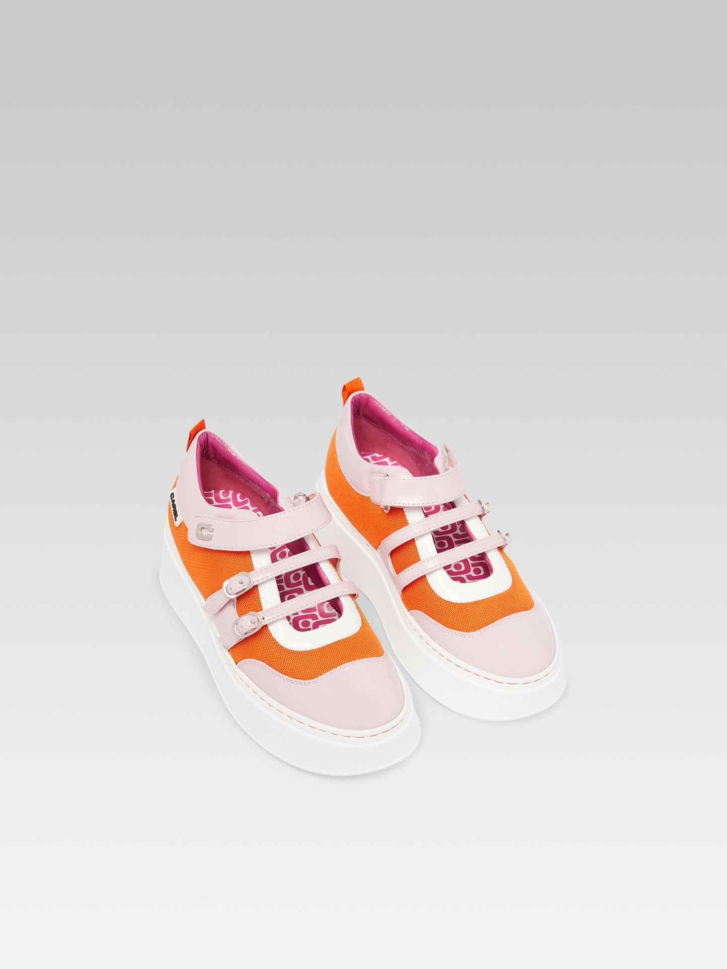 Baskina - Sneakers eco verni rose, orange et ivoire