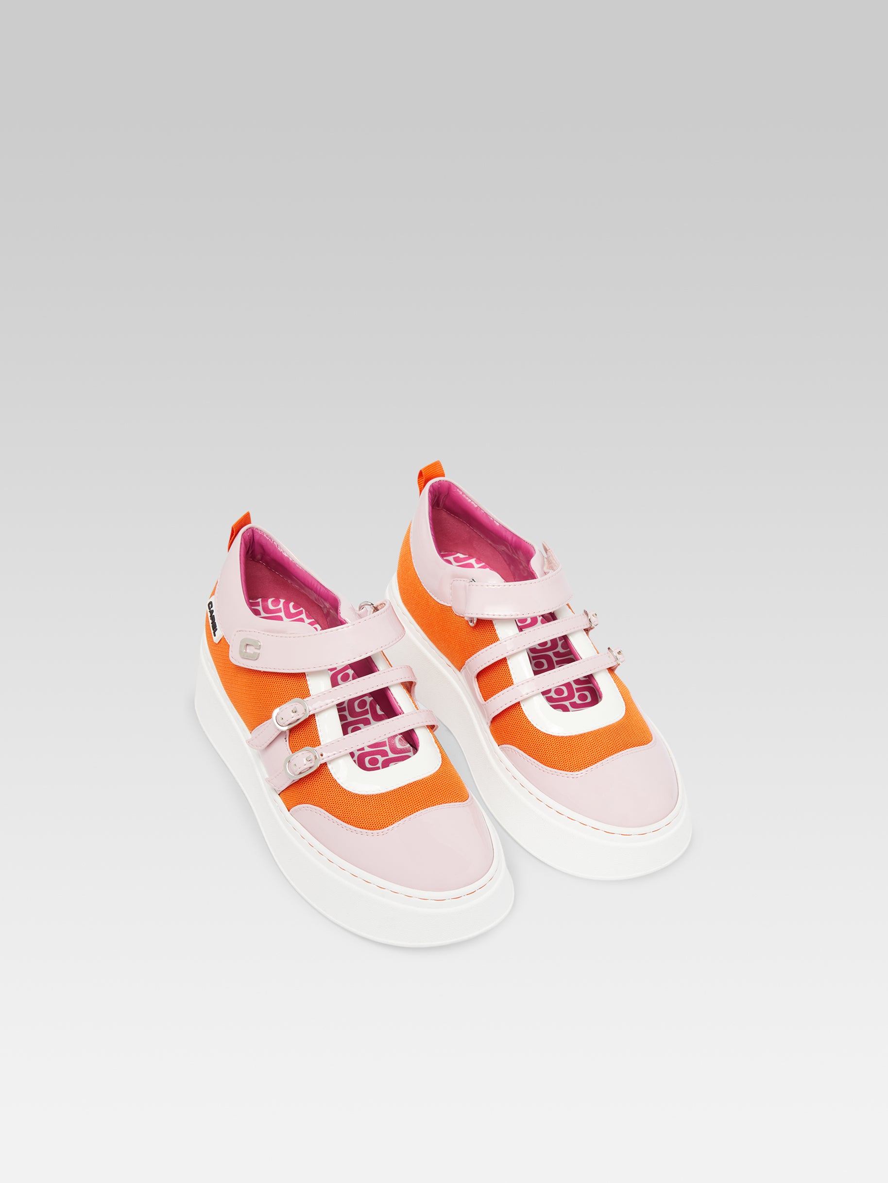 Baskina - Sneakers eco verni rose, orange et ivoire - Image numéro 3