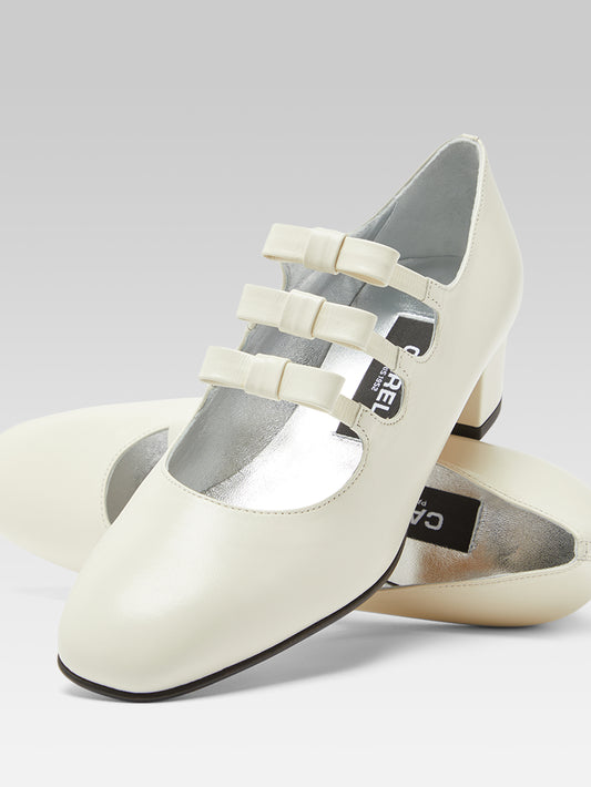 Kinette - Mary janes pumps with ivory leather bows - Image number 4