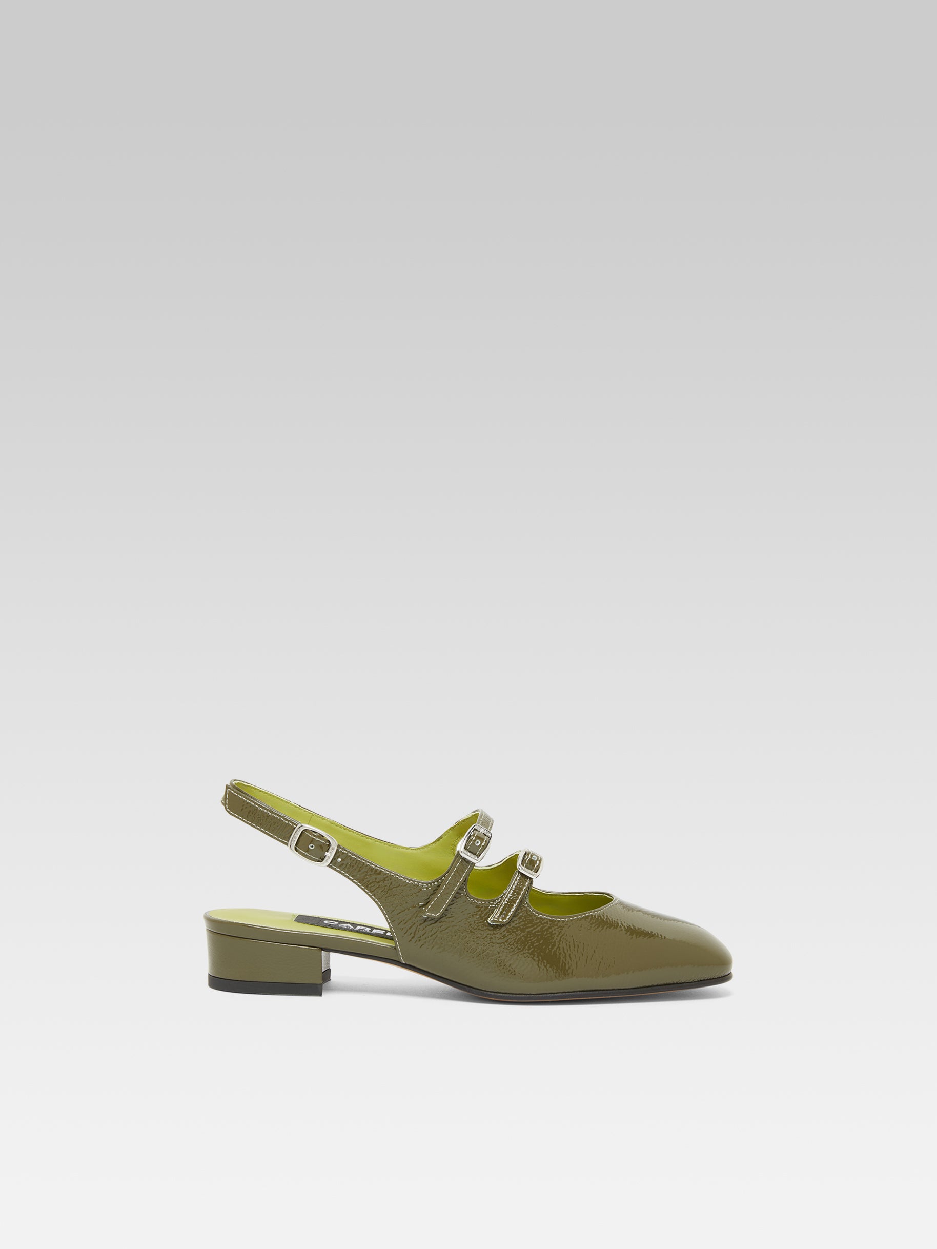 Peche - Khaki naplack leather slingback Mary Janes