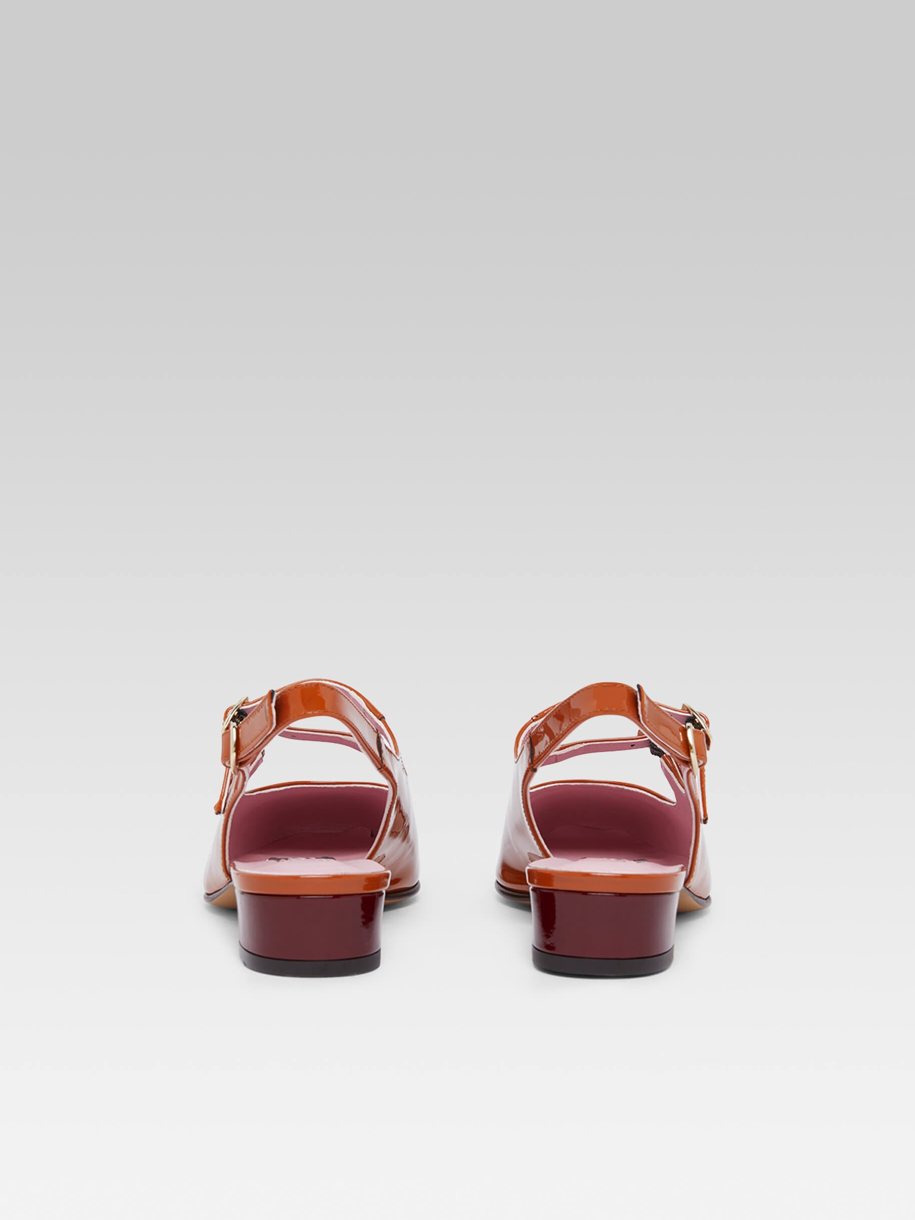 Abricot - Babies slingback cuir verni camel et bordeaux - Image numéro 5