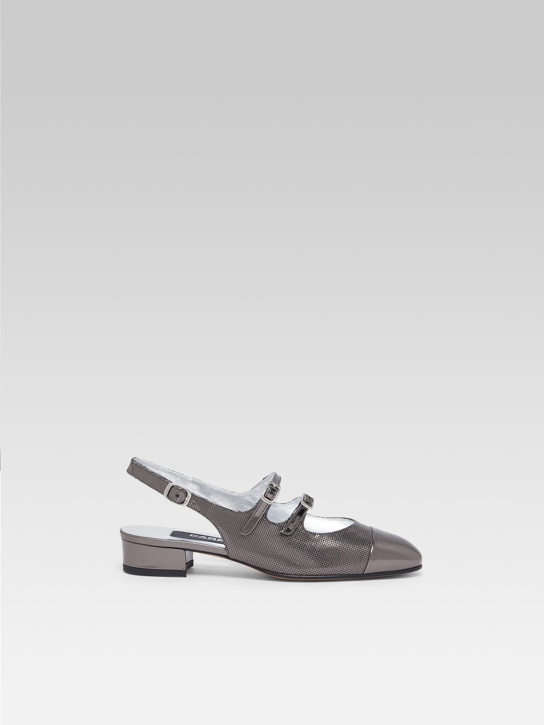 Abricot - Bi-anthracite leather slingback Mary Janes - Image number 1