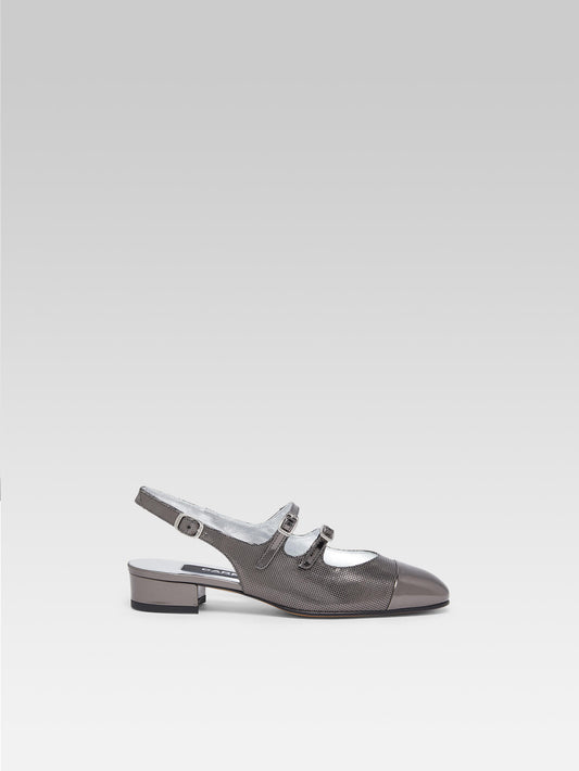 Abricot - Bi-anthracite leather slingback Mary Janes