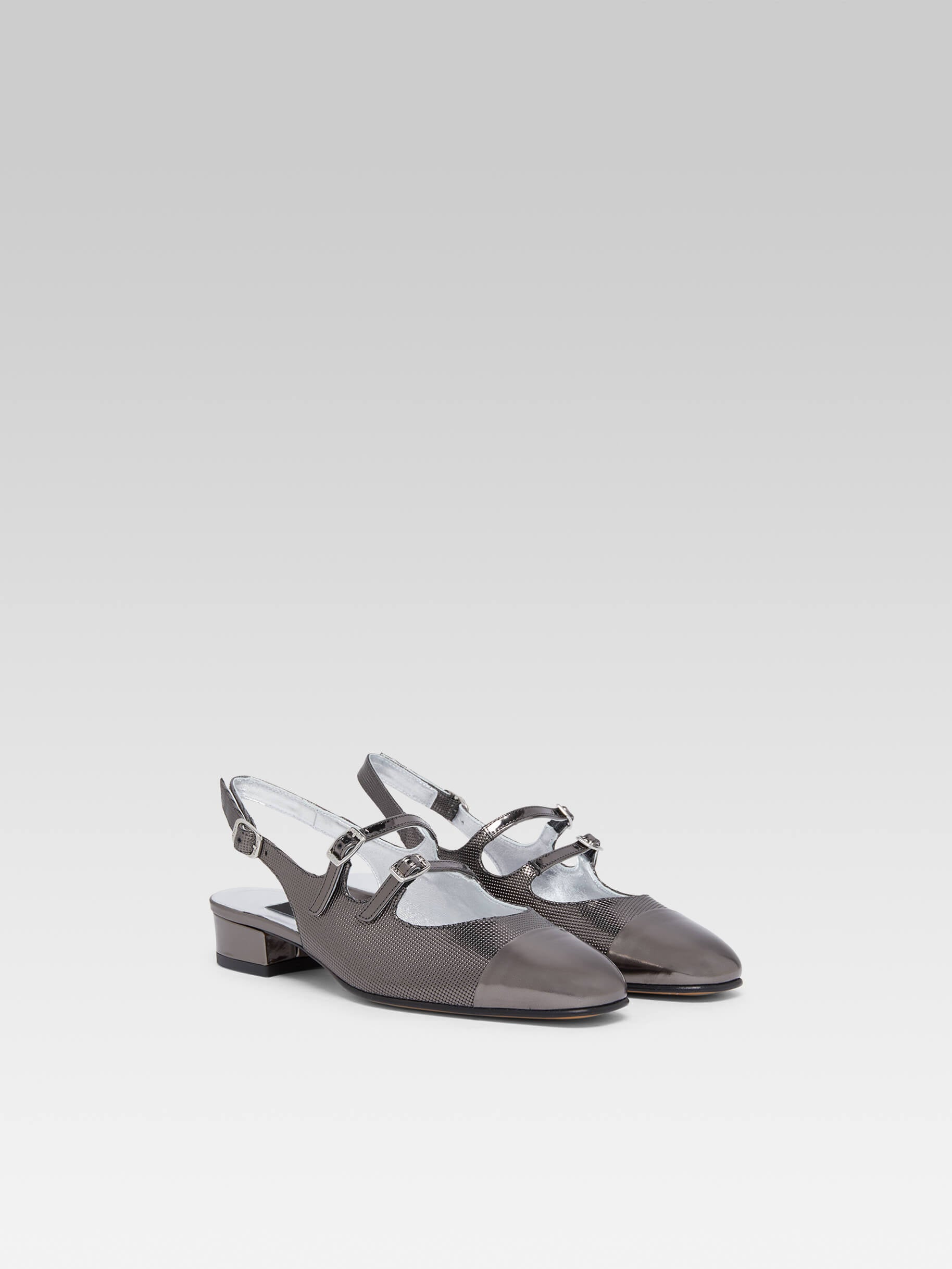 Abricot - Babies slingback cuir bi-anthracite - Image numéro 2