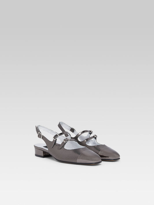 Abricot - Bi-anthracite leather slingback Mary Janes - Image number 2