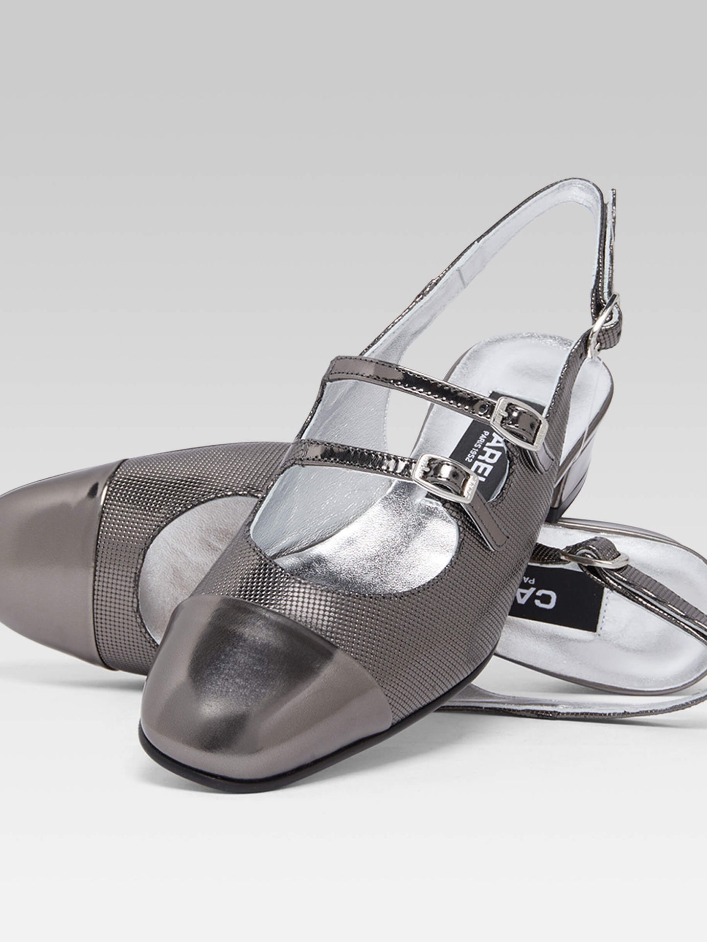 Abricot - Babies slingback cuir bi-anthracite