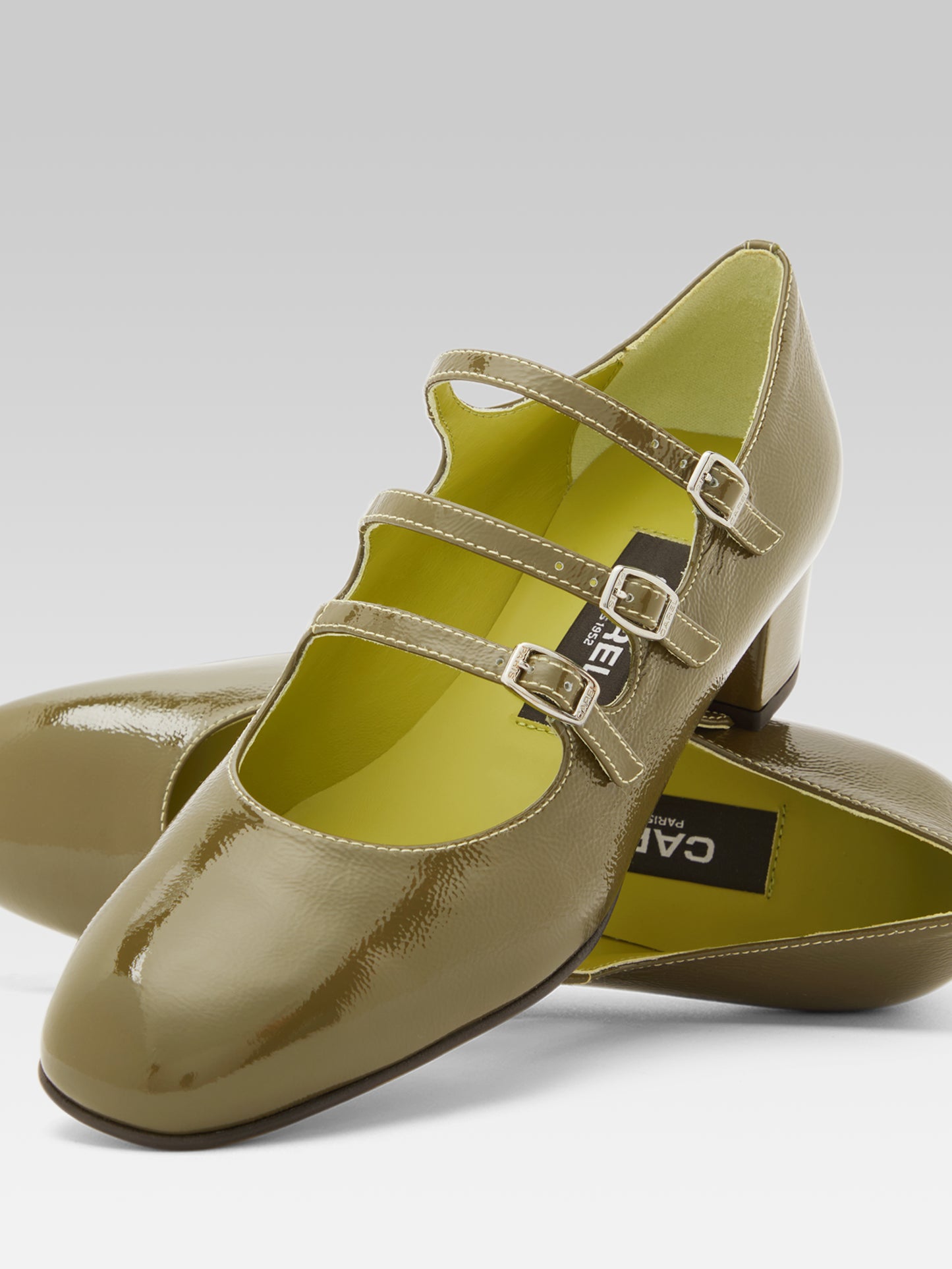 Kina - Khaki naplack leather Mary Janes pumps