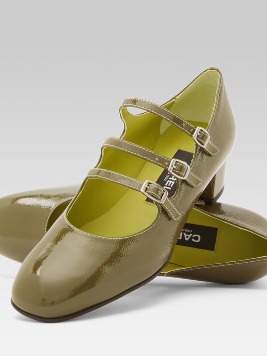 Kina - Khaki naplack leather Mary Janes pumps - Image number 4