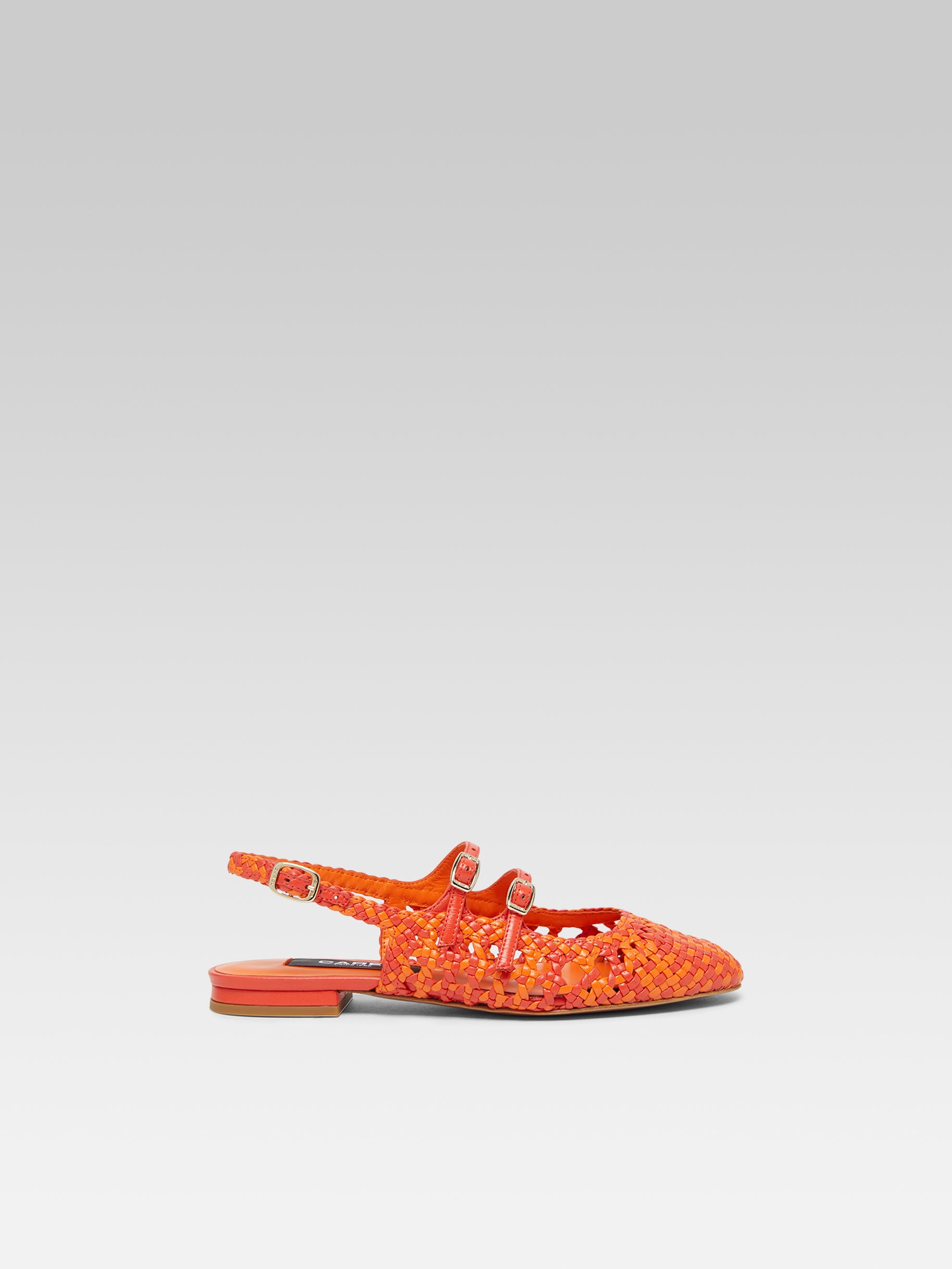 Melon - Bi orange braided leather slingback Mary Janes