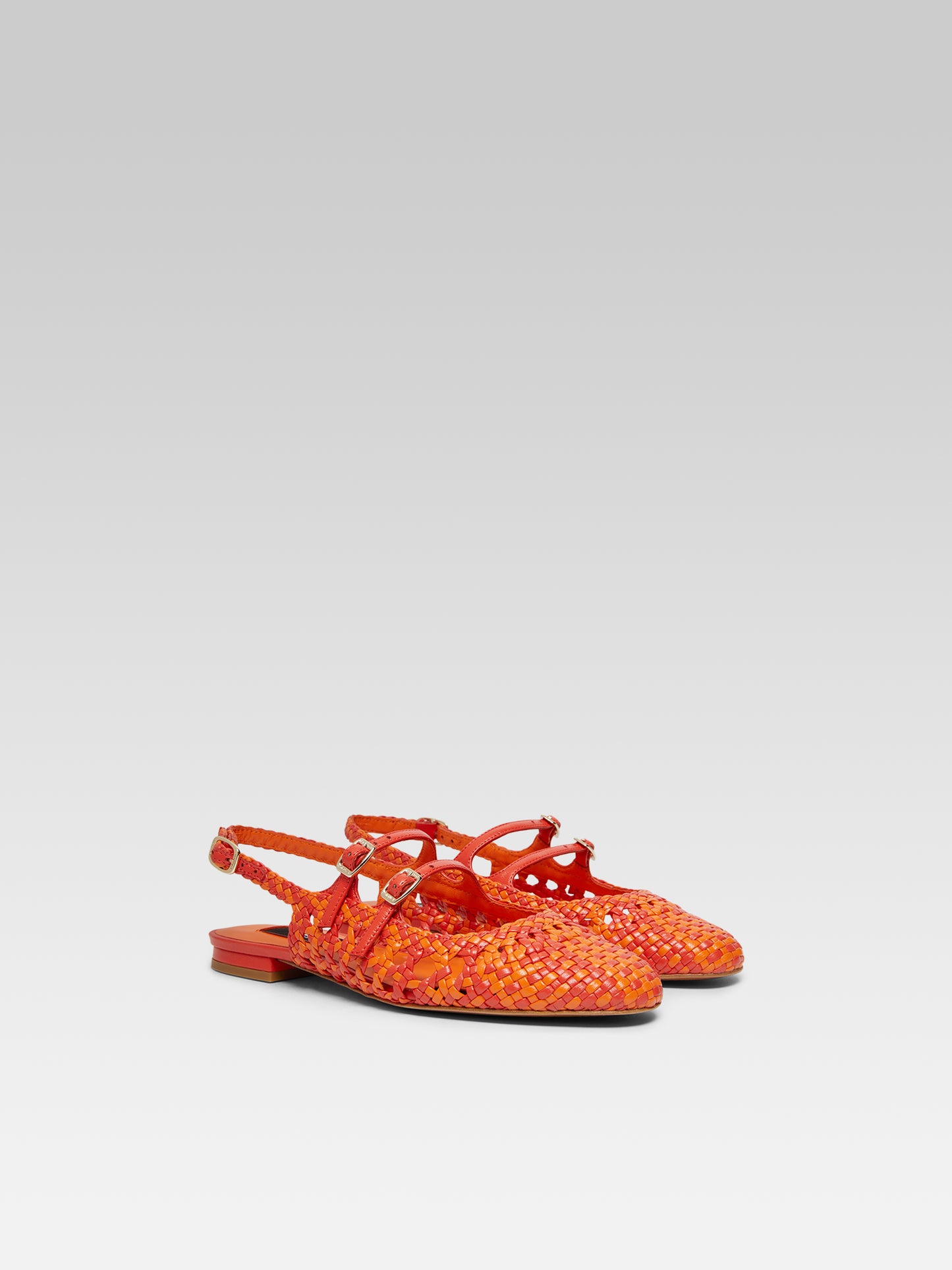 Melon - Babies slingback cuir tressé bi orange